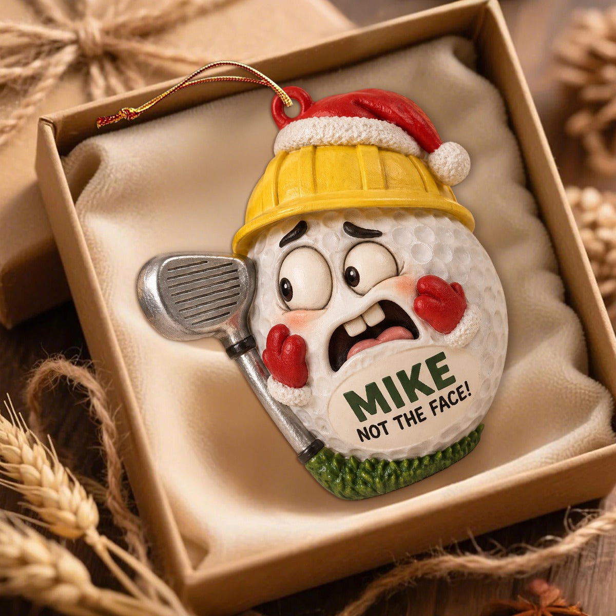 Personalized “Not the Face!” Golf Ball Christmas Ornament,Funny gift for golf lovers