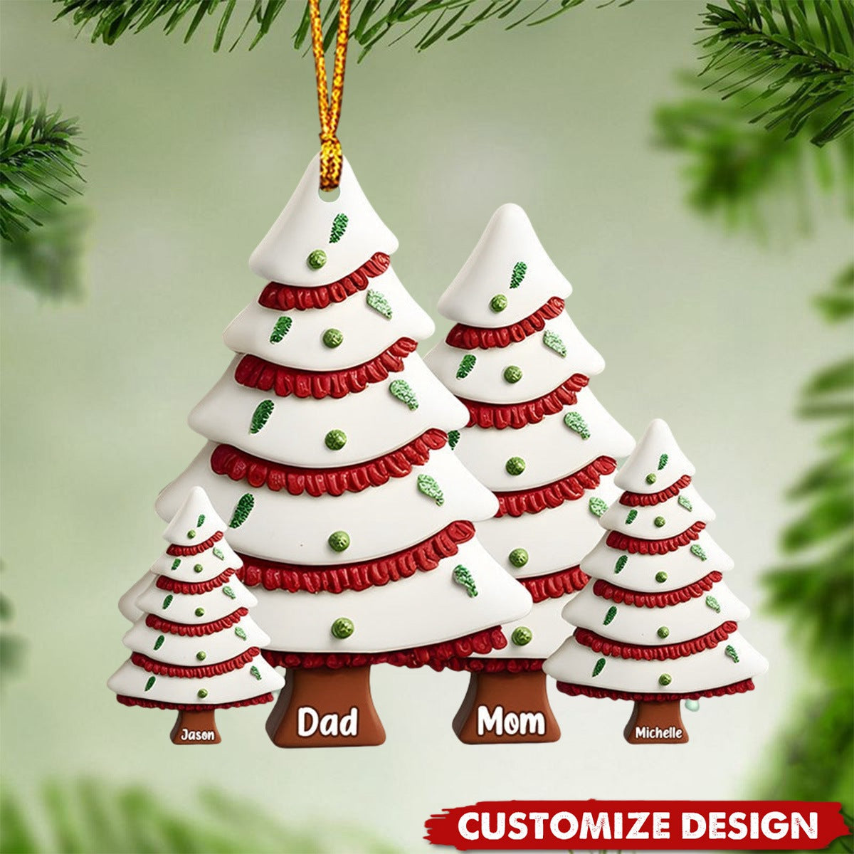 Christmas Family - Personalized Family Christmas Tree Cake Ornament