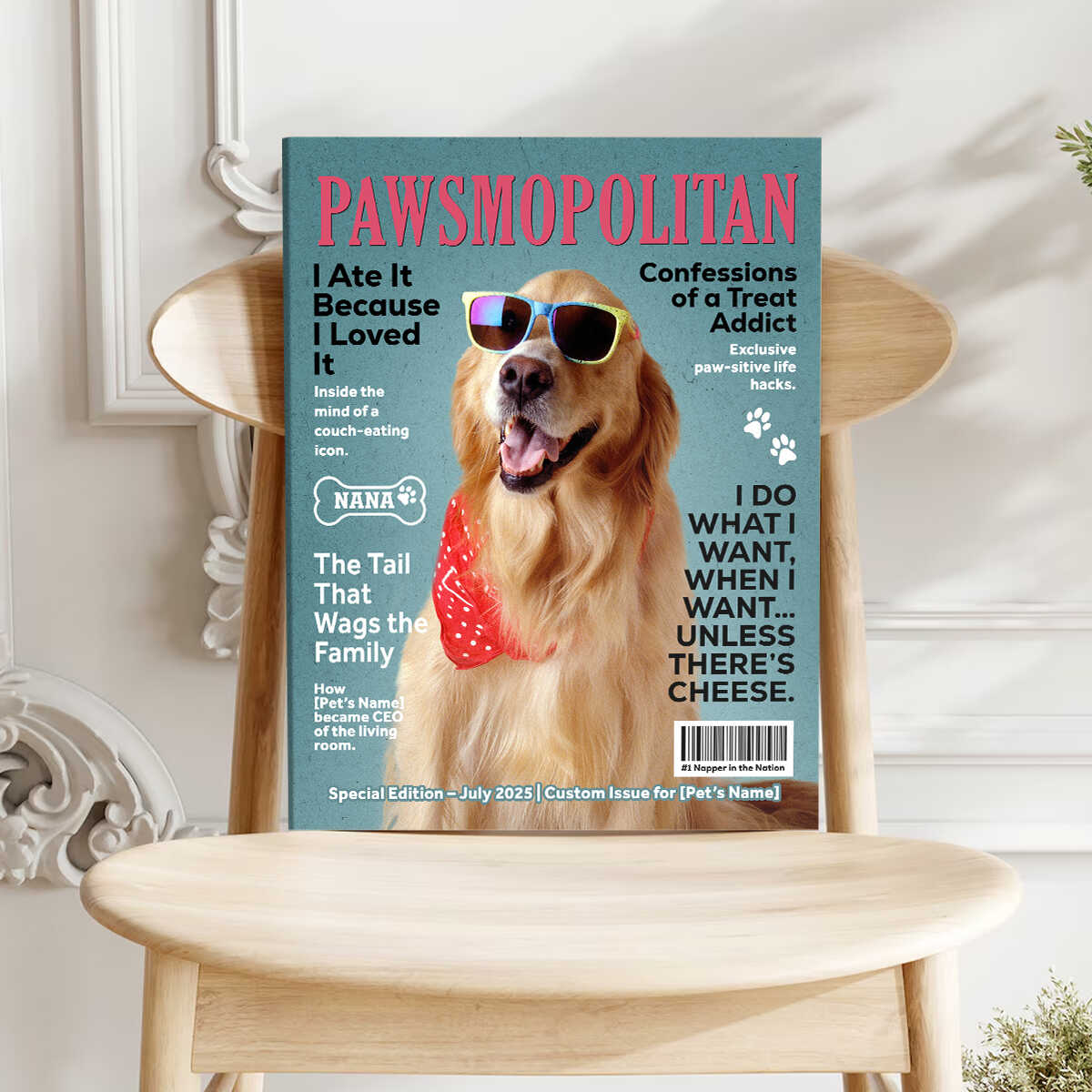 Personalized Custom Pet Magazine Cover Canvas, Custom Pet Portrait, Pet From Photo
