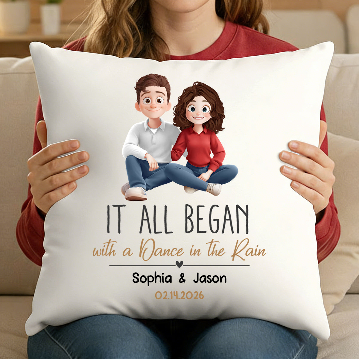 It All Began Couple Gift For Valentine Anniversary - Personalized Pillow