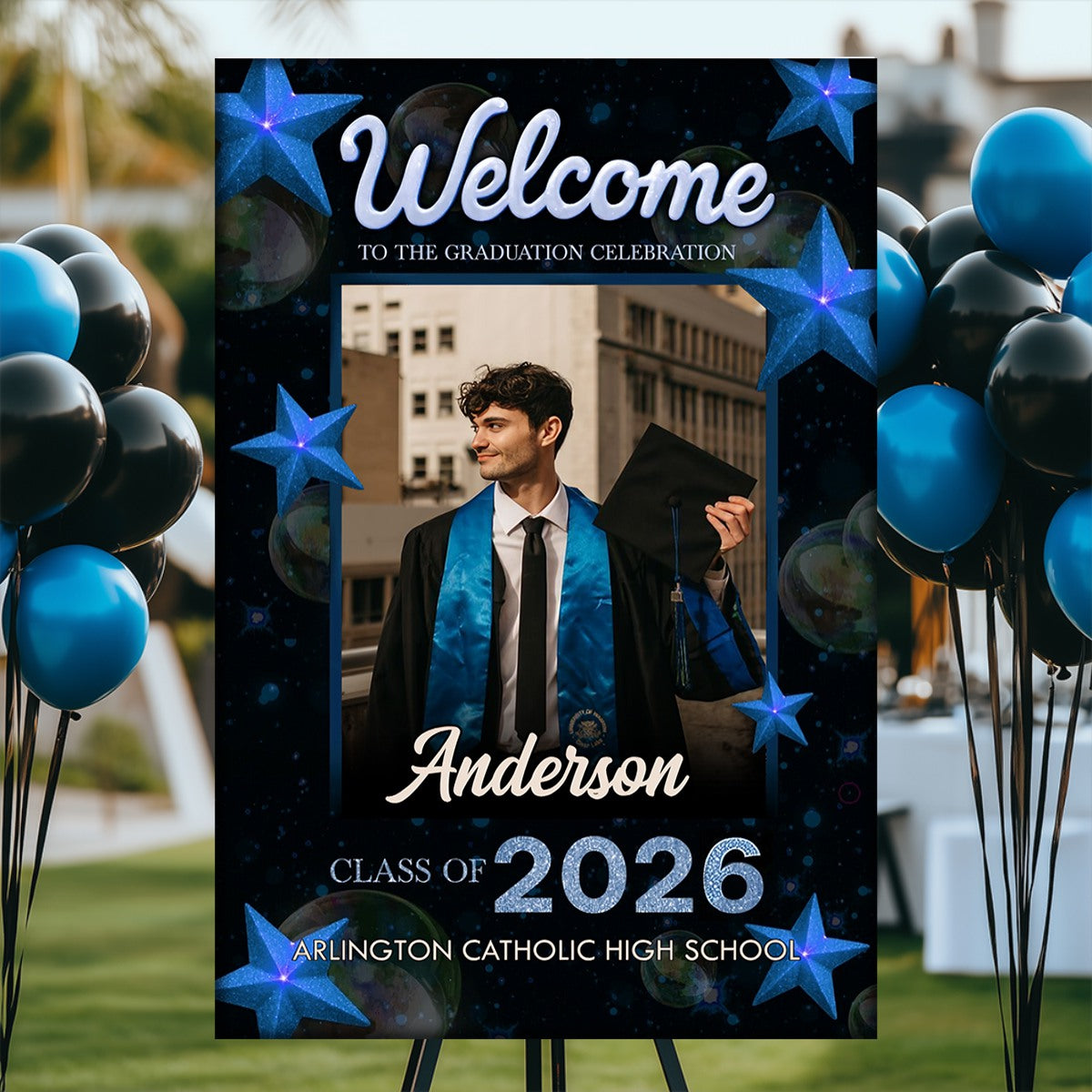 Welcome To Graduation Celebration Custom Star Party Welcome Sign - Personalized Graduation Decoration