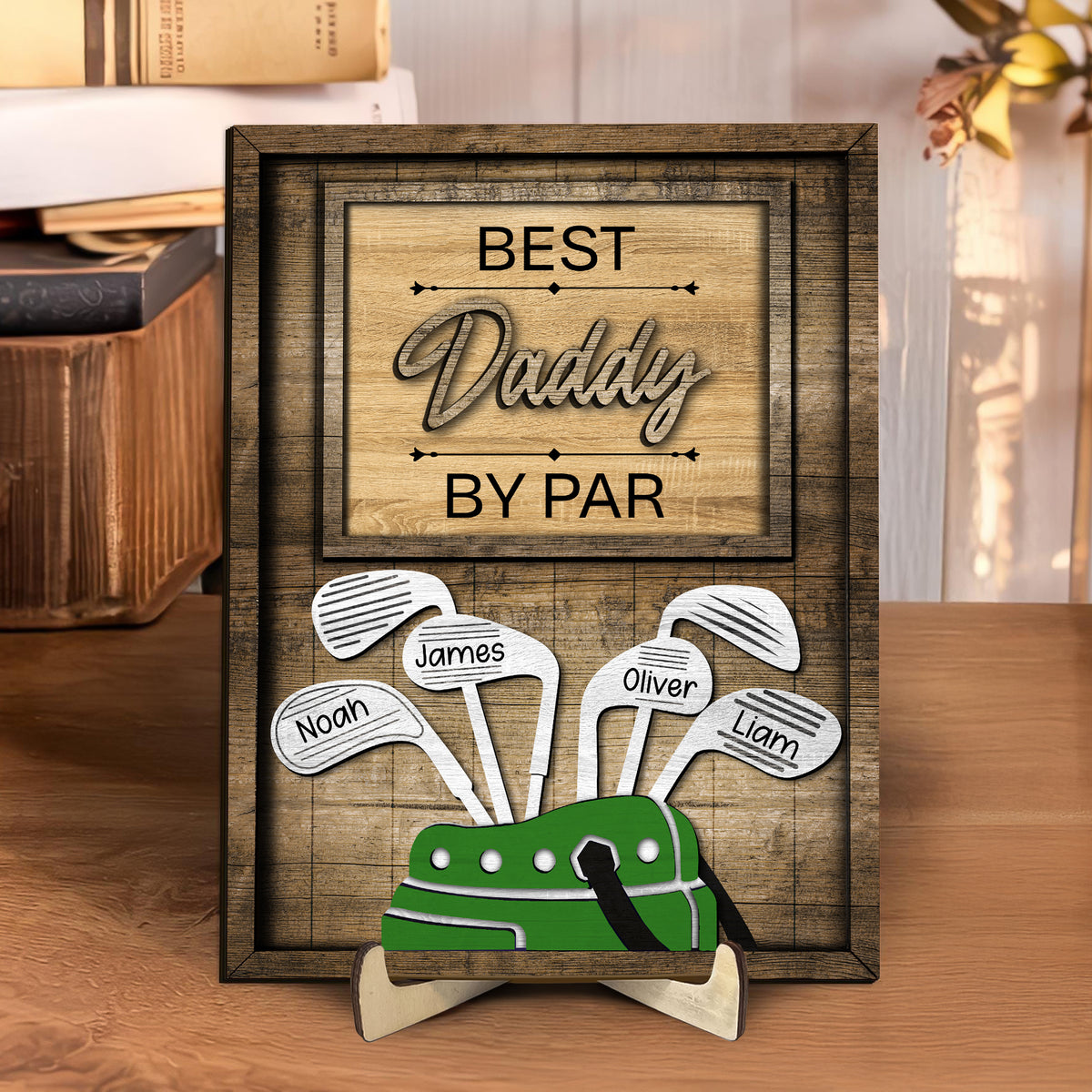 Dad Or Grandpa Golf Best Dad By Par Family - Personalized  2-Layered Wooden Plaque