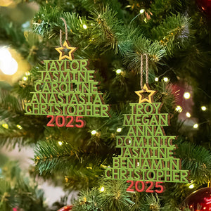 Christmas Color Tree Family Name - Gift For Family, Besties, Coworker - Personalized Wood Ornament