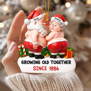 Growing Old Together Since Santa And Mrs. Claus Personalized Acrylic Ornament Custom Gift For Couples