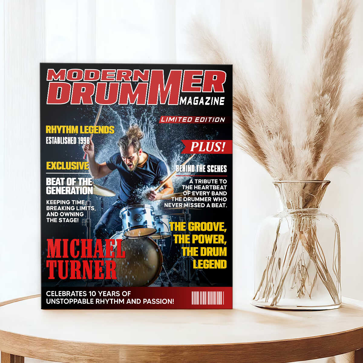 Personalized Modern Drummer Magazine Cover Poster, Cool Gift For Music Lover, Drummer Gift