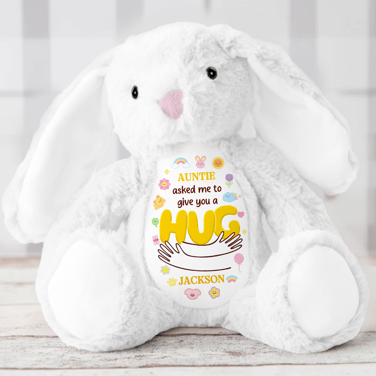 Grandma's Hug - Personalized Custom Easter Bunny Plush Gift For Family Members