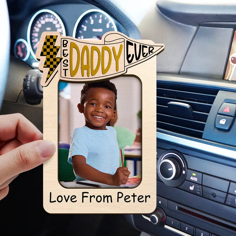 Custom Photo Dad Visor Clip - Personalized 'Best Dad Ever' Car Gift for Him