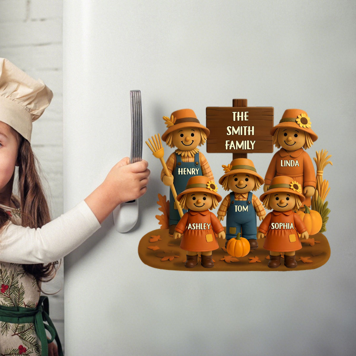 Fall Season Scarecrow Family Personalized Decal