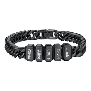 Personalized Cuban Chain Name Beads Bracelet Gift For Dad, Son, Husband