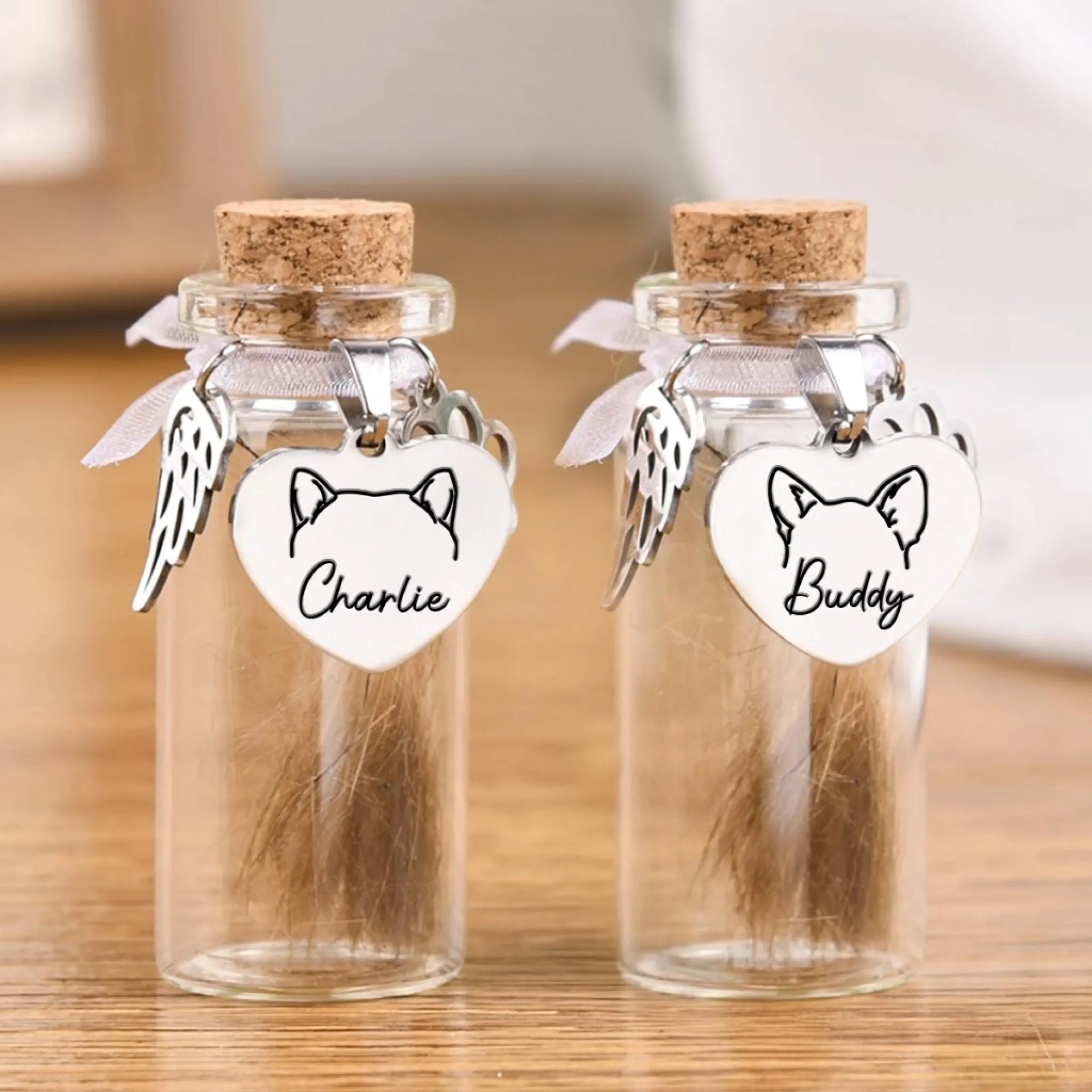 Pet Fur Keepsake Jar - Personalized Pet Memorial Sympathy Gifts For Dogs, Cats