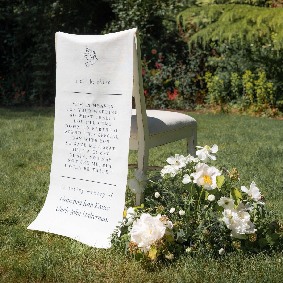 I Will Be There In Loving Memory - Personalized Family Memorial Sign Wedding Chair Sign Banner