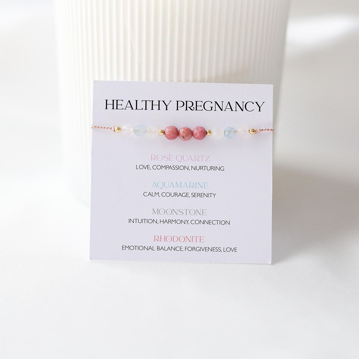 Crystal bracelet Healthy pregnancy, support, expectant mother gift, rose quartz bracelet