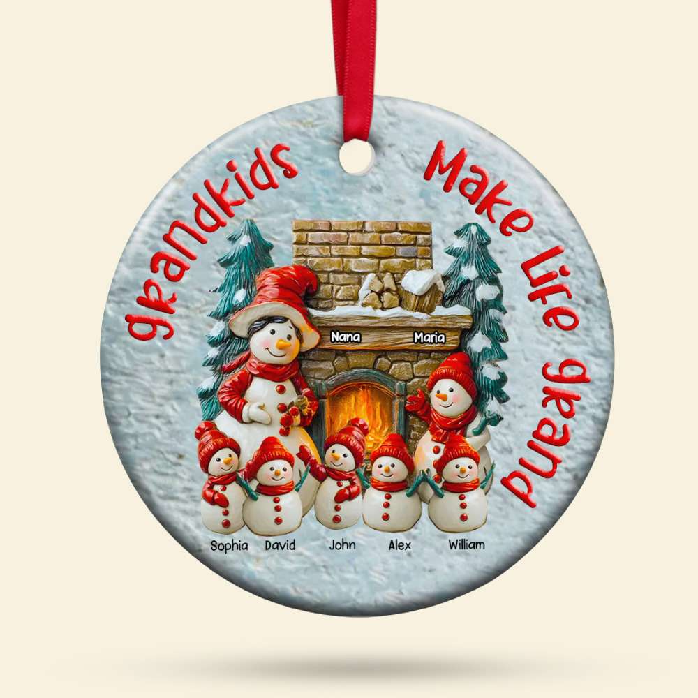 Chilling With My Grandkids Grandma Personalized Christmas Ceramic Ornament
