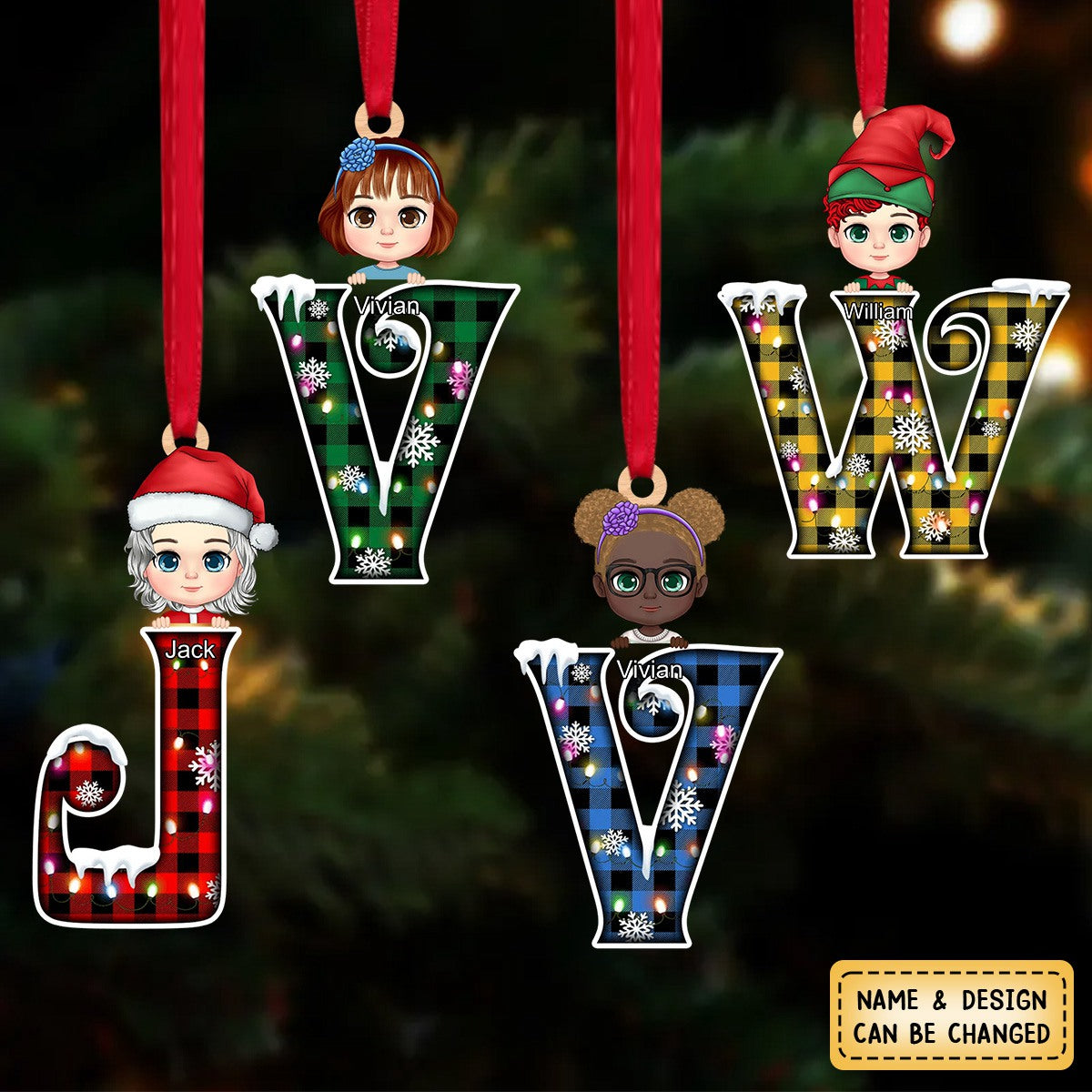 Alphabet Cute Santa Clothes And Hats - Personalized Christmas Xmas Wood Ornament