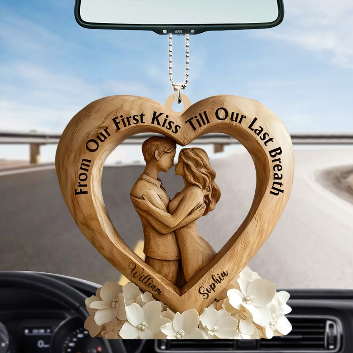 From First Kiss to Everlasting Love Personalized Couple Ornament