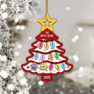 Family Tree Gift For Large Family With Pets - Personalized Acrylic Ornament