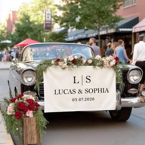 Initial Letter & Names - Personalized Wedding Table Runner, Sweetheart Table Sign, Engagement Party Decoration