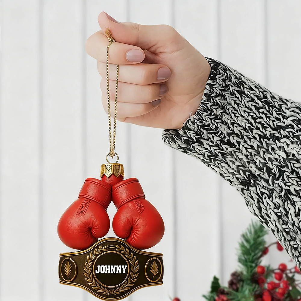 Personalized Boxing Gloves And Championship Belt Christmas Ornament