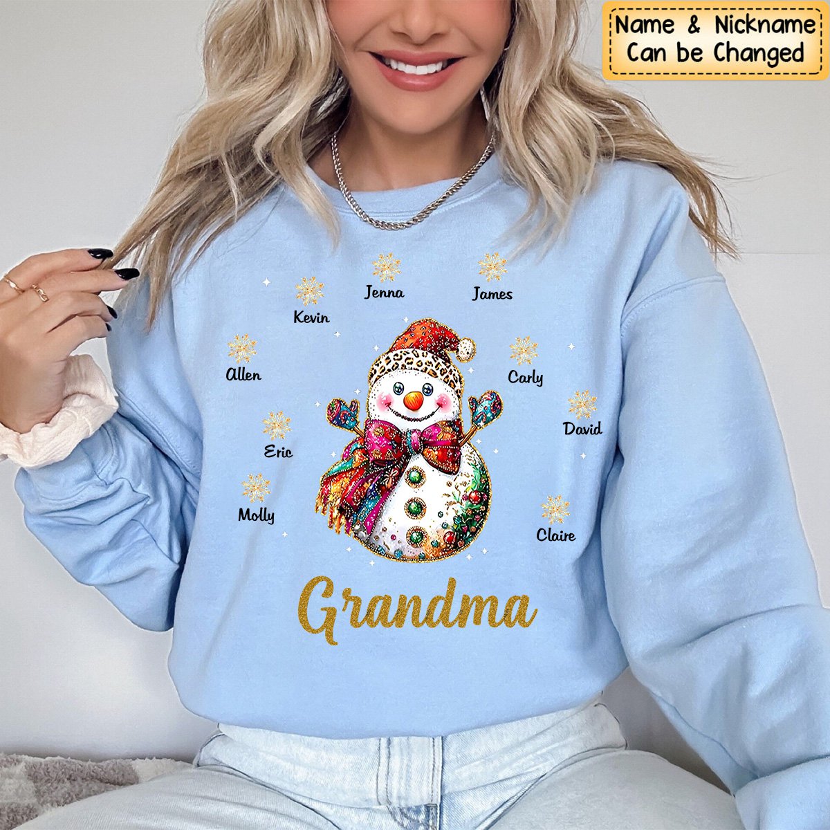 Personalized Gift For Grandma Christmas Snowman Sweatshirt