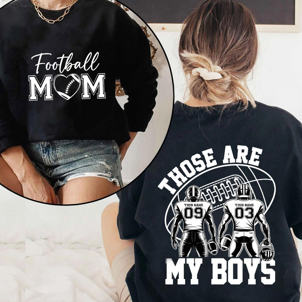 Those Are My Boys - Personalized Football Mom Sweatshirt Football Kids Game Day