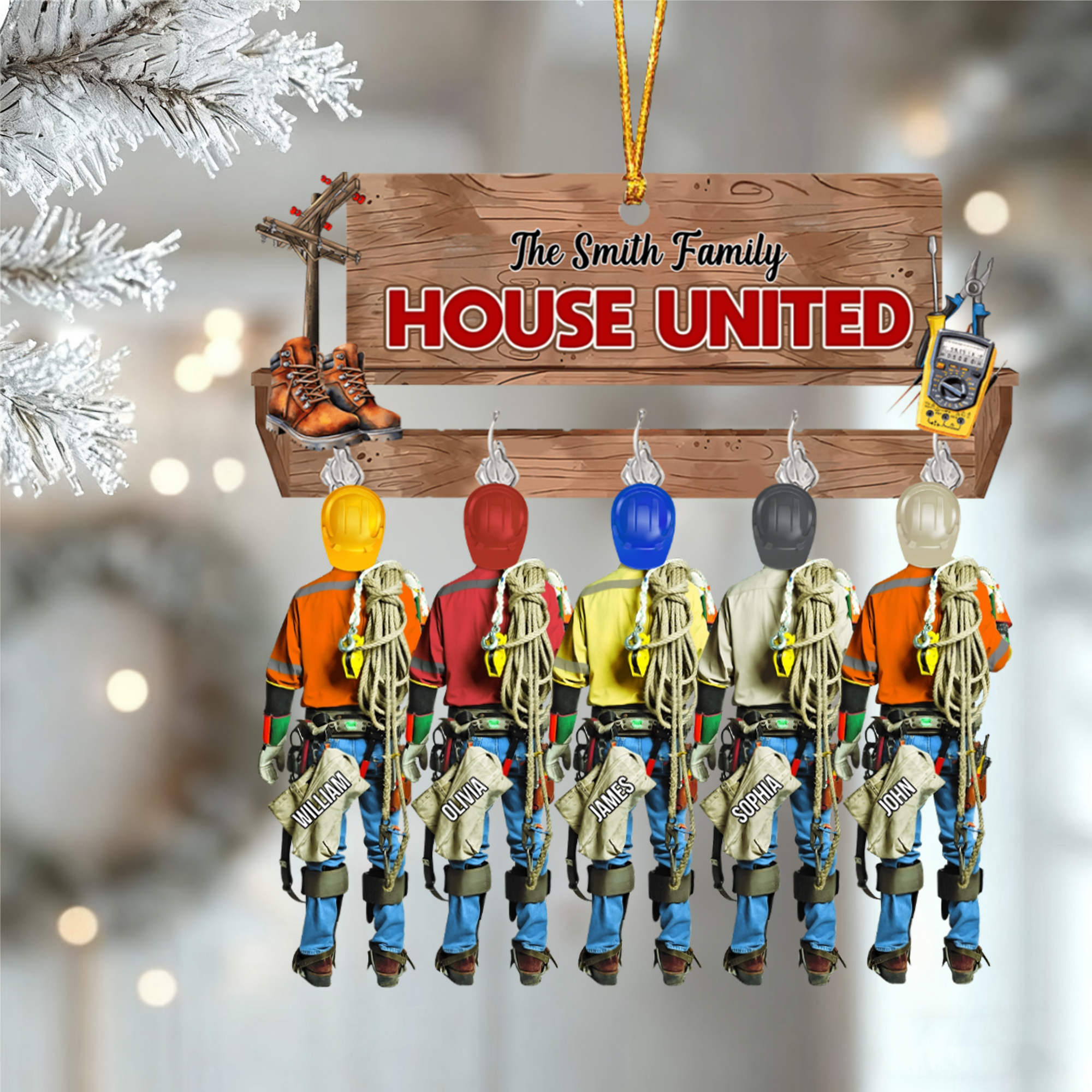 Personalized Gifts For Family Lineman Christmas Ornament