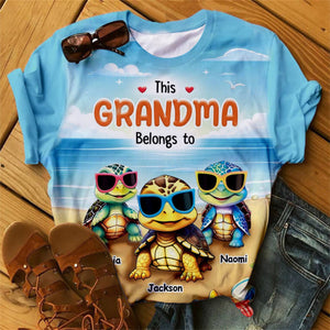 Personalized This Grandma Belongs To Kids Turtle Beach T-shirt