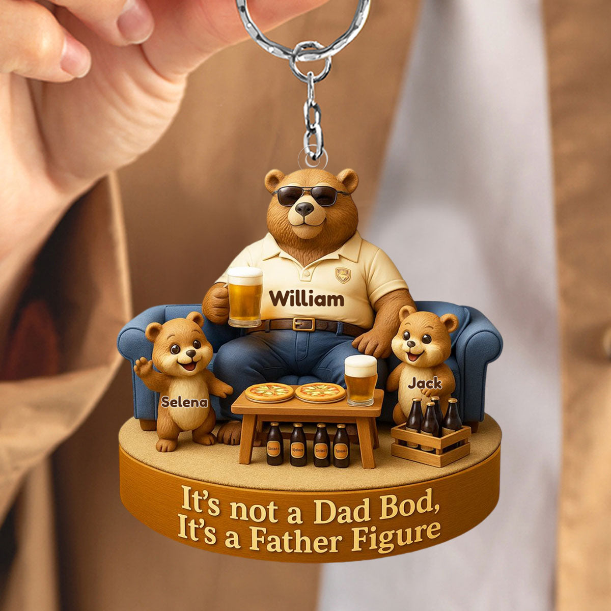 Bear Dad Bod Acrylic Keychain Personalized Gifts For Dad