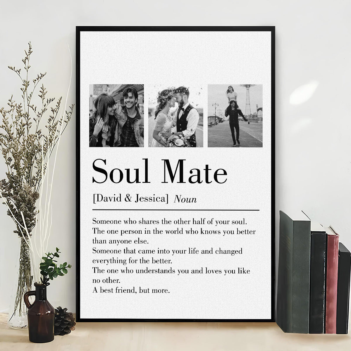 Soul Mate - Personalized Custom Couple Photo and Name Canvas Poster Valentine's Gift for Him, Her