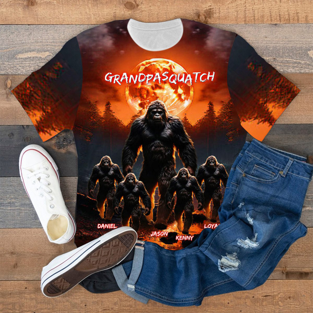 Personalized Squatch All-over Print T Shirt Gift For Dad, Grandpa