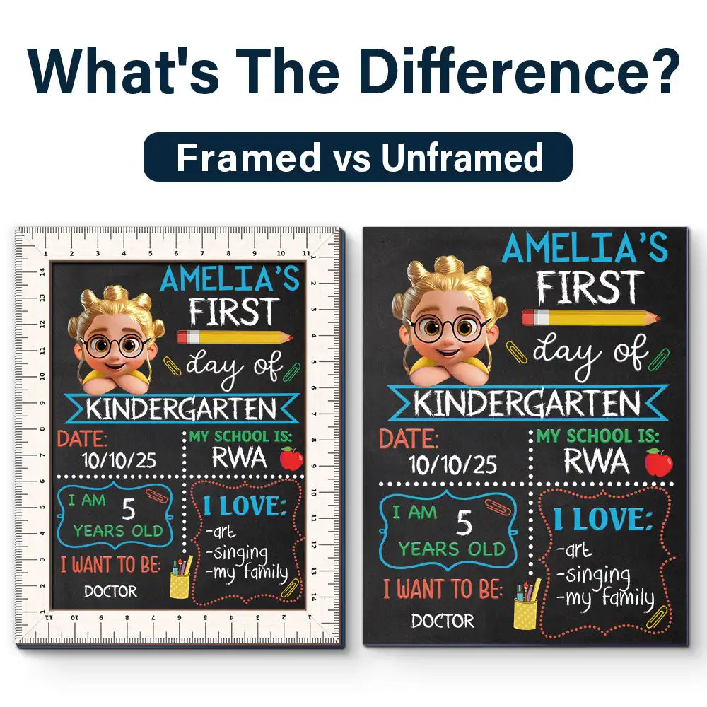 Kid Resting On Arms First Day Of School - Personalized School Sign Gift For Kid, Baby