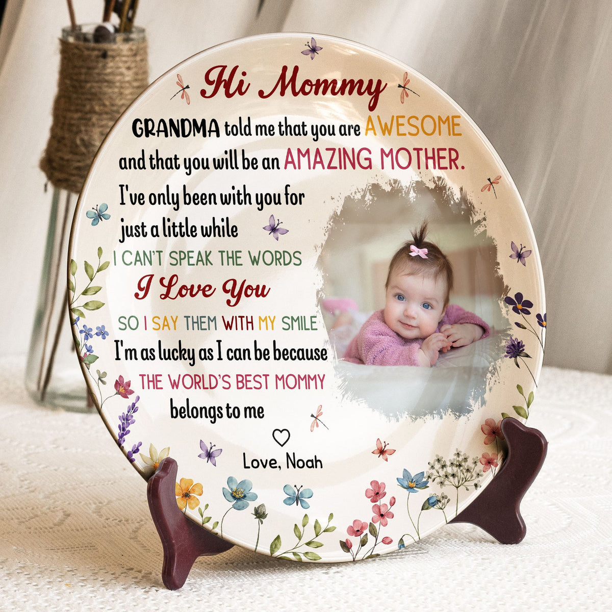 The World's Best Mommy Belongs to Me - Personalized Ceramic Photo Plate Mom Gift