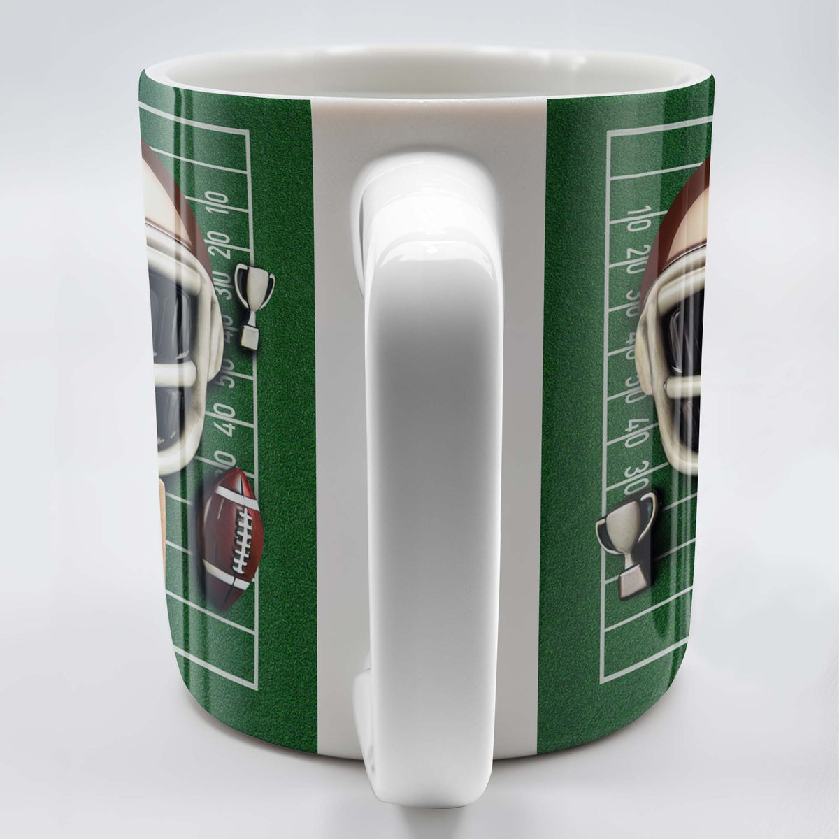 Football Helmet and Trophy, Personalized Coffee Mug, Gift For Coaches and Sports Fans
