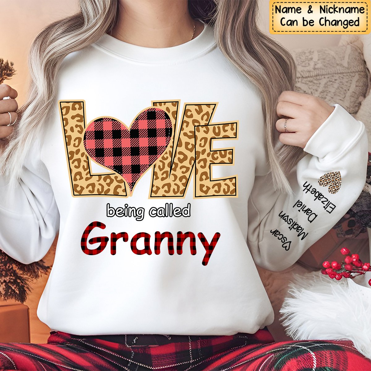 Love Being Called Grandma, Leopard And Grandkids Personalized Sweatshirt