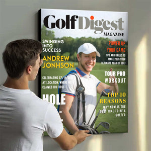 Golf Digest Magazine Personalized Canvas, Custom Golfer Magazines Photo, Unique Gift For Golfer, Golf Digest Gift