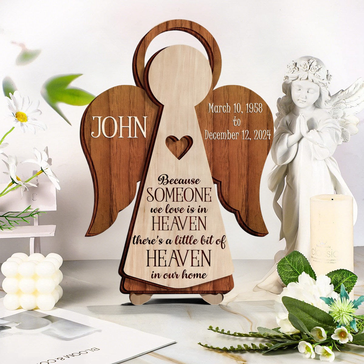 Memorial Angel 2-Layer Wooden Plaque Personalized Sympathy Gifts