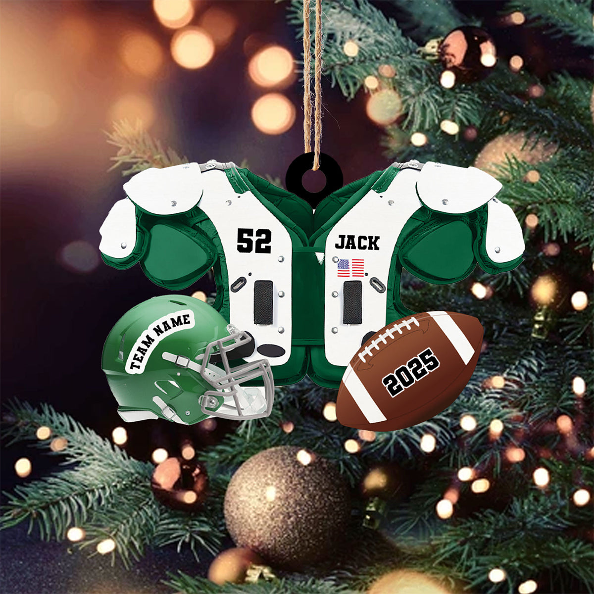 Personalized American Football Christmas Acrylic Ornament Gift for Son, Husband, Boyfriend