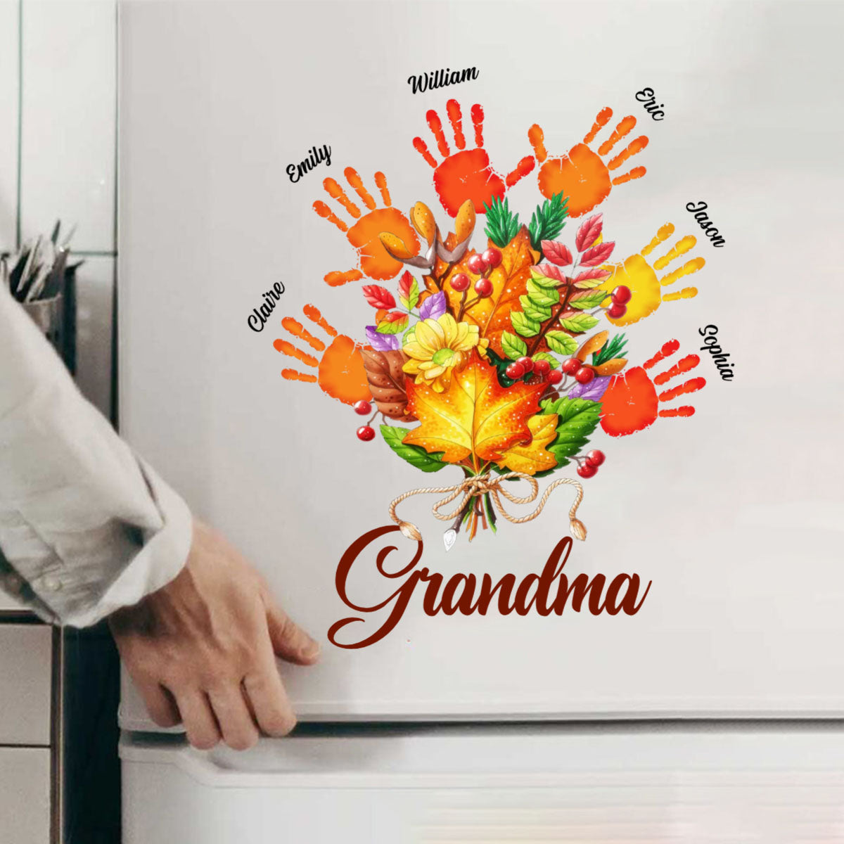 Personalized Gift For Grandma Fall Leaves Decal