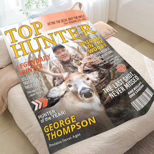 Custom Retirement Hunting Magazine Cover Blanket, Gifts for Retired Hunters, Hunting Dad Gift, Grandpa Hunting Gift