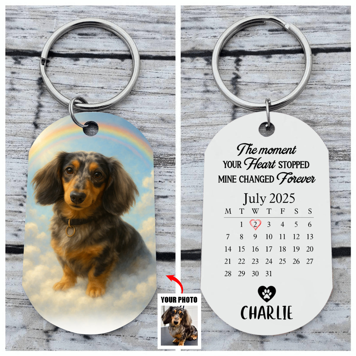 Custom Memorial Pet Portrait A Loyal Heart Never Fades - Rainbow Bridge Personalized Keychain