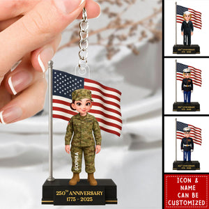 250th Anniversary Military Soldier - Personalized Acrylic Keychain