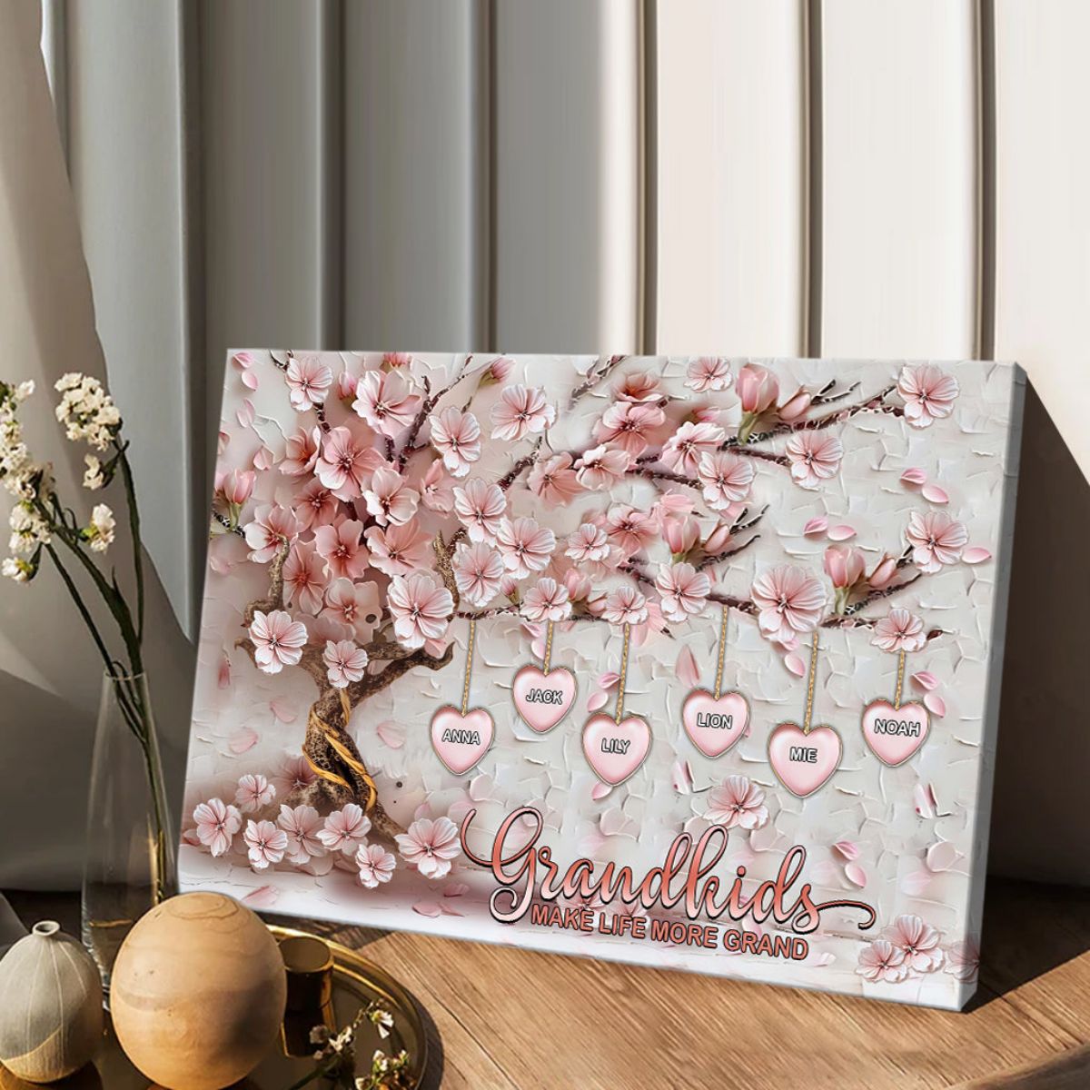 Celebrate Family Love! 'Grandkids Make Life Grand' - Personalized Grandma Canvas And Poster