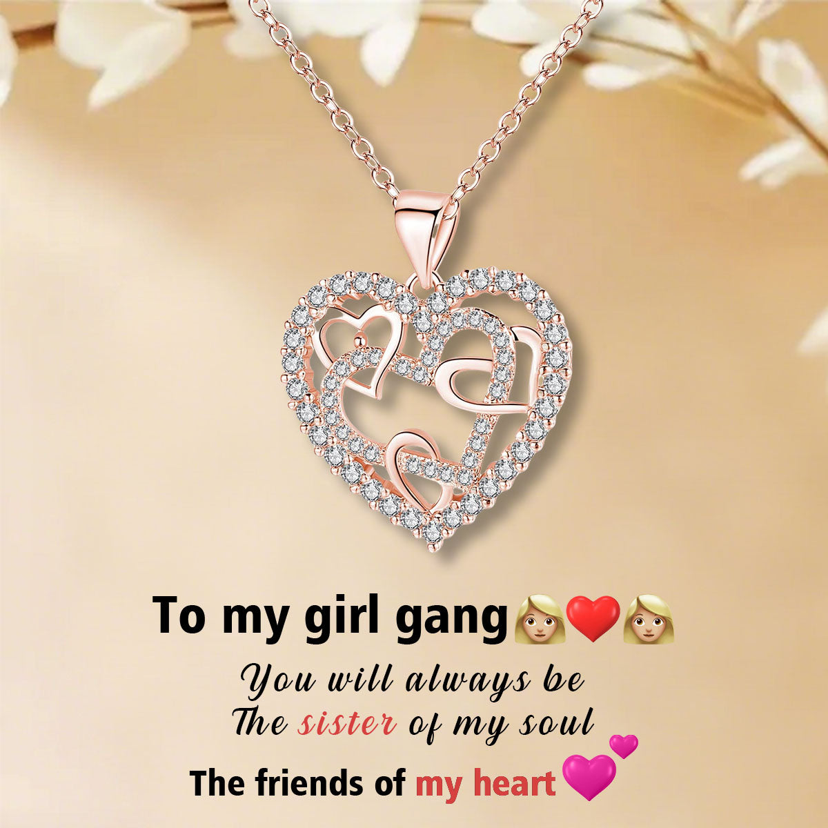 Sisters of my soul & Friends of my heart - Interlocking Hearts Necklace