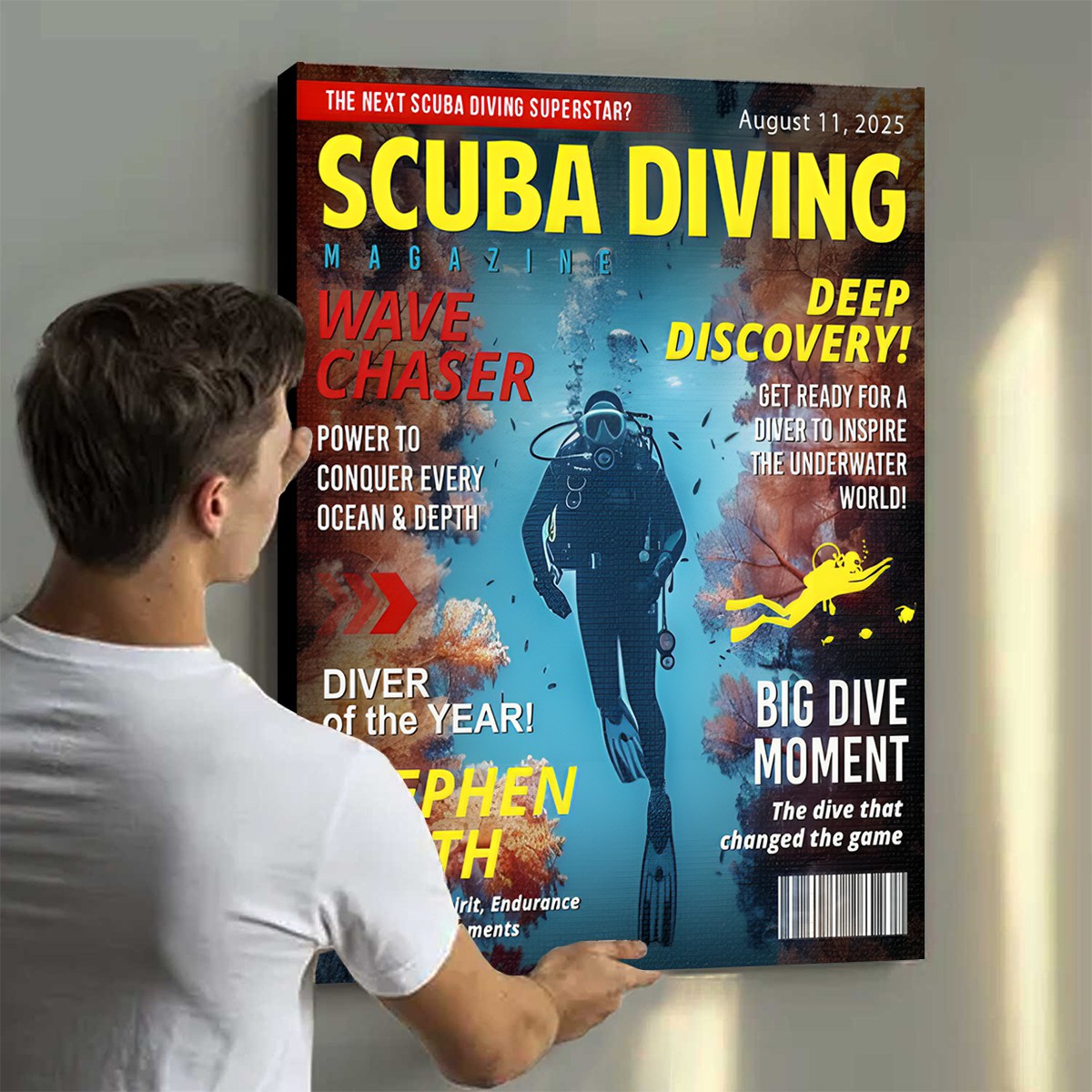 Personalized Scuba Diving Magazine Cover, Custom Scuba Diving Dad Gift, Scuba Diving Lover Gift