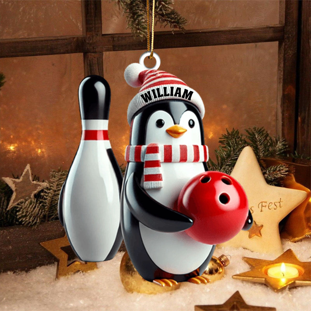 Personalized Custom Name Bowling Ornament, Bowling Lover Christmas Gift