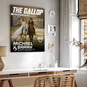 Horse Lover Couple Gift, Personalized Horse Magazine Cover Canvas, Custom Equestrian Anniversary Photo Canvas
