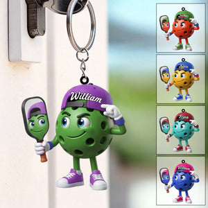 Mirror Paddle, Self-Admiring Pickleball Personalized Cool Pickleball Ball Mascot Keychain