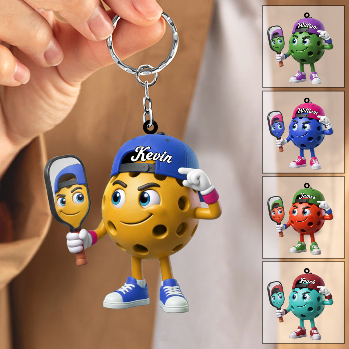 Mirror Paddle, Self-Admiring Pickleball Personalized Cool Pickleball Ball Mascot Keychain