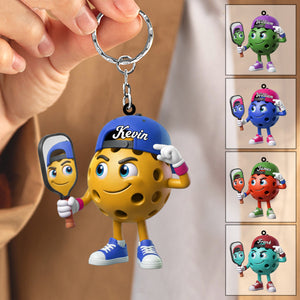 Mirror Paddle, Self-Admiring Pickleball Personalized Cool Pickleball Ball Mascot Keychain