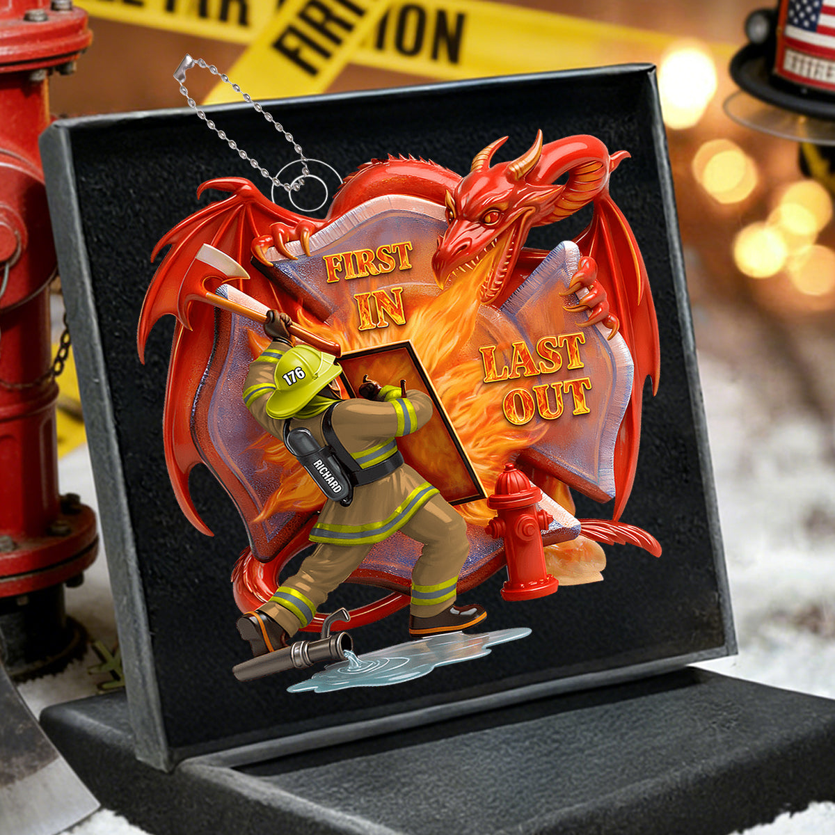 Firefighting With Fire - Personalized Acrylic Ornament Gifts For Firefighter
