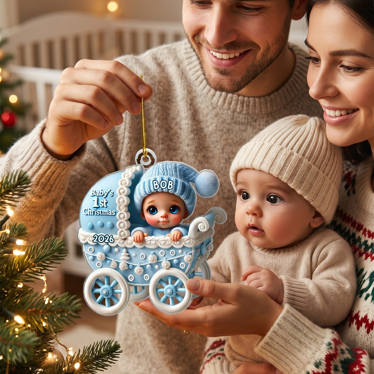 Baby In Carriage – Baby's 1st Christmas Personalized Ornament